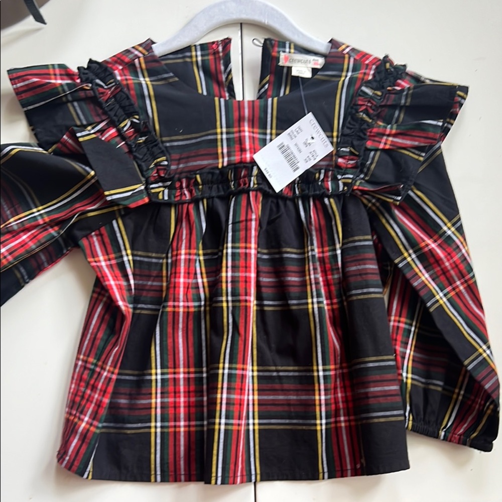 Plaid Kids Shirt with Ruffle Detail